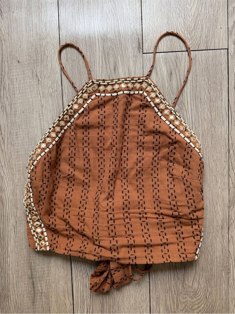 Zara open back brown crop top xs